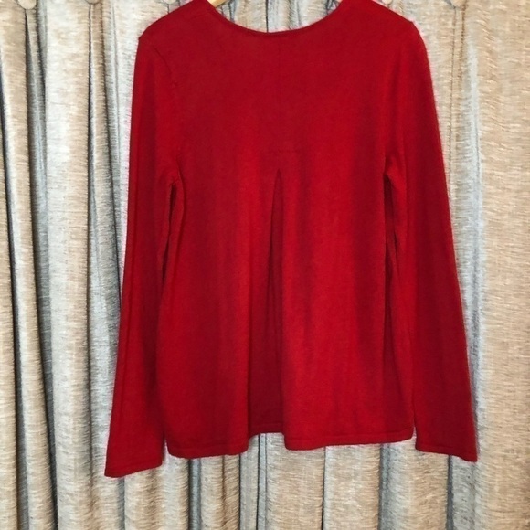 J Jill Red V Neck Pleated Back Sweater Size Small - Picture 11 of 16